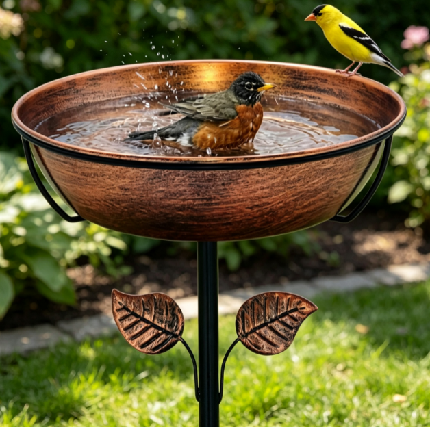 Metal Bird Bath Bowl for Garden Birds