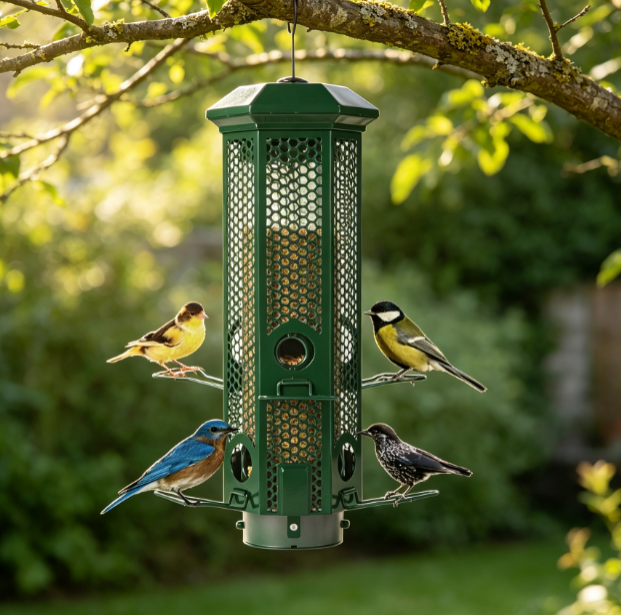 Weight Activated Metal Bird Feeder