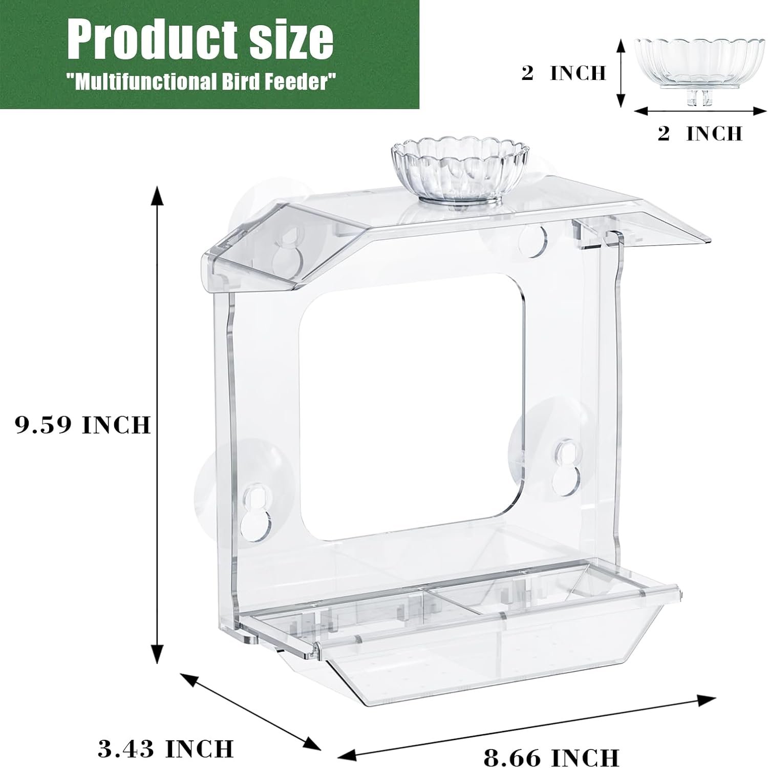 Clear Window Bird Feeder with Suction Cups - Image 2