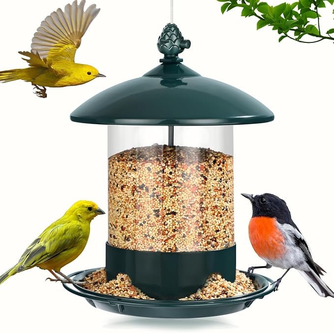 Weather Resistant Metal Bird Feeder with Feeding Tray - Image 2