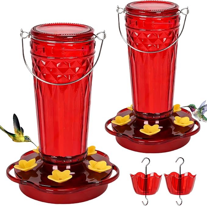 Glass Hummingbird Feeder with Feeding Ports - Image 2