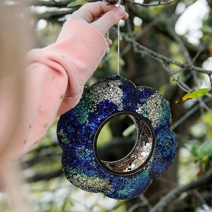 Glass Mosaic Hanging Bird Feeder
