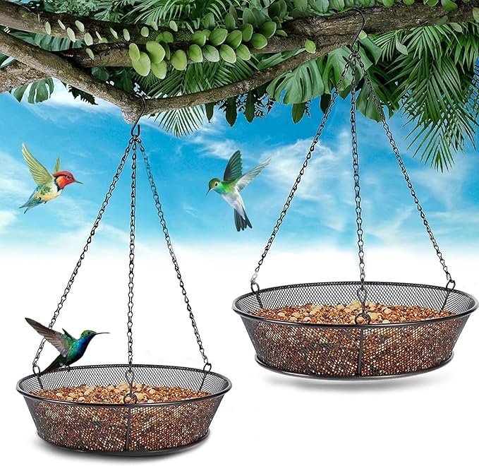 Metal Mesh Hanging Bird Feeder Tray