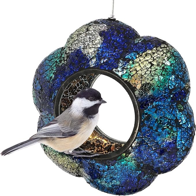 Glass Mosaic Hanging Bird Feeder - Image 2